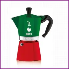 0005323  Moka Express Italia Collection Iconic Stovetop Espresso Maker 6 Cups Red Green