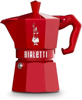 0009055  Mocha Exclusive Italian Red For 3 Cups Direct Fire Coffee Maker Espresso Make