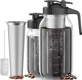 Ahomsel 445007444410 Cold Brew Coffee Maker Jar - 2 Pack 64 Oz/32 Oz Glass With Handl