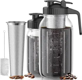 Ahomsel 445007444410 Cold Brew Coffee Maker Jar - 2 Pack 64 Oz/32 Oz Glass With Handl