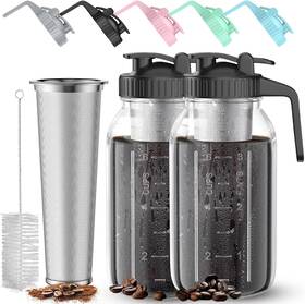 Ahomsel 445047198199 2 Pack 64 Oz Quart / 1.9 Liter Cold Brew Coffee Maker Jar - Glass M