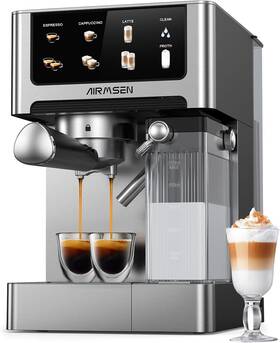 Airmsen Bcm2308 20 Bar Espresso Machine With Automatic Milk Frother For Home Silver