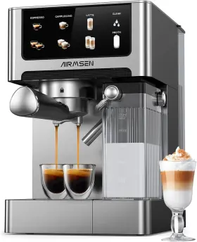 Bcm2308 Airmsen 20 Bar Espresso Machine With Automatic Milk Frother For Home Silver
