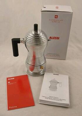Alessi 003299388127 Pulcina Black Espresso 1 Cup Coffee Maker Aluminum Mdl02 Stove Top