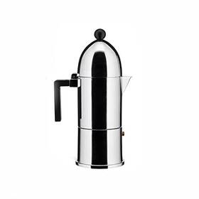 Alessi 798525585538 A9095/6 B La Cupola 6-cup Silver Aluminum Espresso Maker With Black Handle