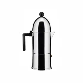 A9095 Alessi 798525585538 A9095/6 B La Cupola 6-cup Silver Aluminum Espresso Maker With Black Handle