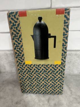 Alessi B9095 B 9095/3 La Cupola Espresso Coffee Maker Black Cast Aluminum 3 Cups Nos