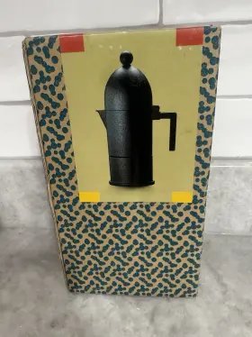B9095 Alessi B 9095/3 La Cupola Espresso Coffee Maker Black Cast Aluminum 3 Cups Nos