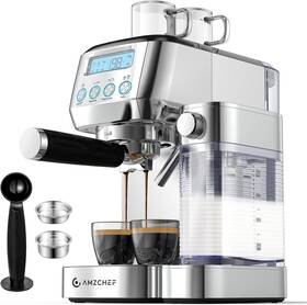 Amzchef Cm1636 Espresso Machine With Lcd Display 20 Bar Cappuccino 61 Oz Silver
