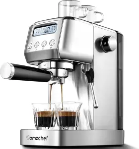 Cm1666 Amzchef Espresso Machines 20 Bar Maker With Milk Frother And Silver