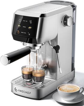 Amzchef Cm1861 Espresso Machine 20 Bar Professional 44oz Water Tank Silver Gray