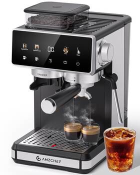 Amzchef Cm5560 20 Bar Espresso Machine With Grinder - 3 Temp 61oz Water Tank Black