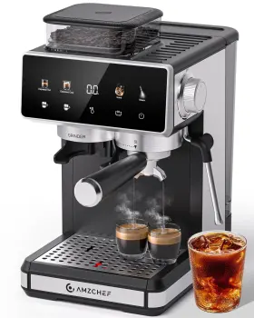 Cm5560 Amzchef 20 Bar Espresso Machine With Grinder - 3 Temp 61oz Water Tank Black