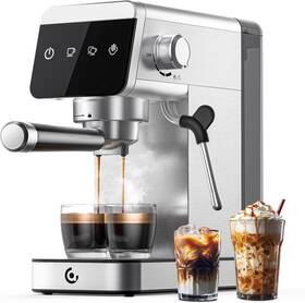 Amzchef Em1501 Espresso Machines With Led Touch Screen Coffee 41oz Silver
