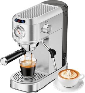 Anycold St-699b Espresso Machine 20 Bar Compact Maker Stainless Steel Silver
