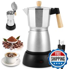 Aozbz B0fgtsjs11 Moka Pot Electric Espresso Coffe Maker 300ml 6 Cups Portable Coffee