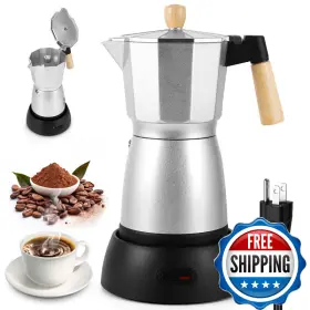B0fgtsjs11 Aozbz Moka Pot Electric Espresso Coffe Maker 300ml 6 Cups Portable Coffee