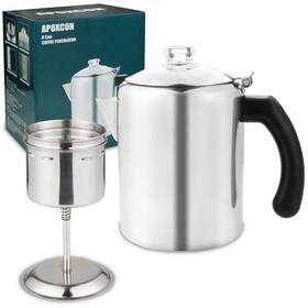 Apoxcon 637609974649 Coffee Percolator Pot Stainless Steel Maker With Heat Resistant Tough