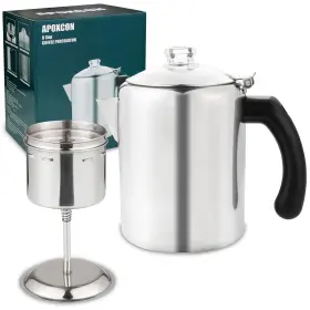 Apoxcon 637609974649 Coffee Percolator Pot Stainless Steel Maker With Heat Resistant Tough