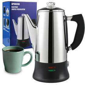 Apoxcon 637609974762 Electric Coffee Percolator Stainless 12 Cup Steel-12