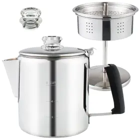 Apoxcon 739608335350 Multi Use Percolator Coffee Pot Stainless Steel Stove Top Black-6 Cup