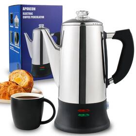 Apoxcon 739608335398 Electric Coffee Percolator 12 Cup Stainless Steel-12