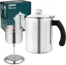 Gw-4-b Apoxcon Coffee Percolator Pot Stainless Steel Maker With Heat Resistant Tough