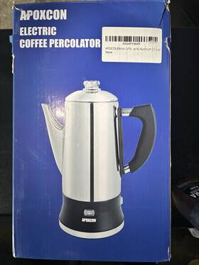 Apoxcon Pb892-15419 Electric Coffee Percolator 12 Cup 1.8l Stainless Steel Glass Knob
