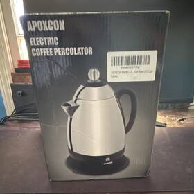 Apoxcon X004kw0twz 10-cup 800w Electric Coffee Percolator Fast Brew Stainless Silver/black