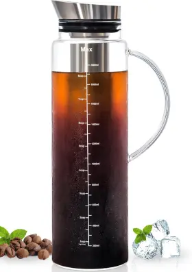 Aquach 313099175161 68 Oz Cold Brew Coffee And Iced Tea Maker Airtight Lid For Freshness Up T