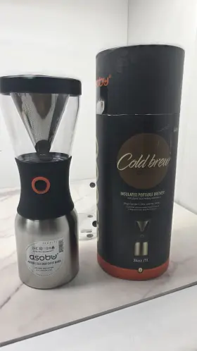 Asobu 842591028618 34oz Portable Cold Brew Coffee Maker Insulated Stainless Steel Brewer