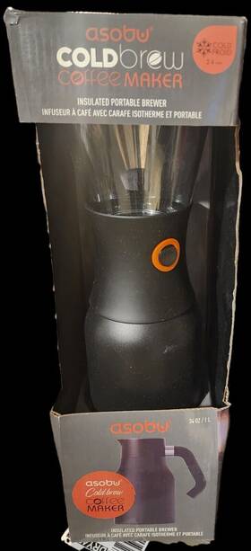 Asobu 842591035944 Portable Cold Brew Coffee Maker Silver/black 34oz/ 1l Nwb