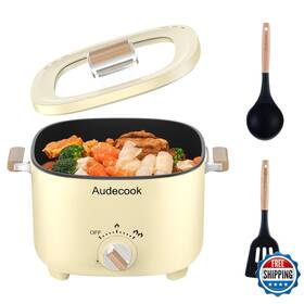 Audecook B0ckvt3whf Hot Pot Electric 2.5l Portable Nonstick Multicooker For 1-3 Persons