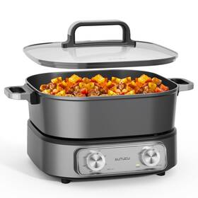Autucu B0d8s6b1wx 6- Quart Electric Skillet Hot Pot - Nonstick Pfoa-free Ceramic Coating