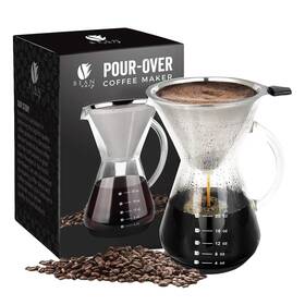 Bean Envy 862074000344 Pour Over Coffee Maker - 5 Cup Borosilicate Glass Carafe Rust Resistant Sta