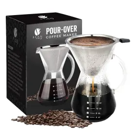 Bean Envy 862074000344 Pour Over Coffee Maker - 5 Cup Borosilicate Glass Carafe Rust Resistant Sta