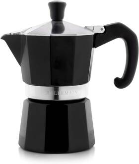 Bellemain 810046310298 3 Cup Stovetop Moka Pot Espresso Maker Black Stay Cool Handle New
