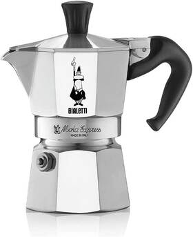 Bialetti 0001161 Moka Express Iconic Stovetop Espresso Maker Pot 1 Cup Silver