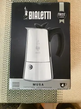 0004272 Bialetti Bialletti Musa 4 Cup Espresso Maker 18/10 Ss 0004272/cnnp Nib