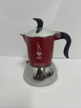 Bialetti 0007144 Moka Fiammetta Induction 2 Cups Red Stovetop Coffee Maker Percolator