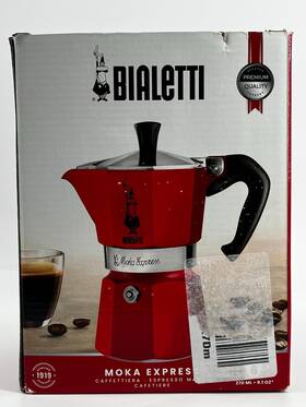 Bialetti 004943/np Moka Express 6 Cup Red Pot Espresso Maker 270ml 9.1 Oz
