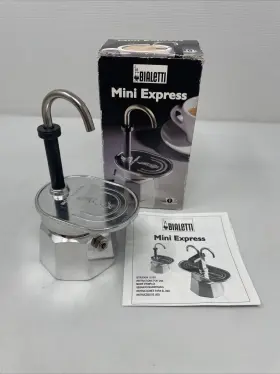 Bialetti 006363012812 New Mini Express 1 Cup Tazza Stovetop Espresso Maker Caffettiera Vtg