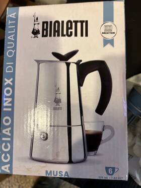 Bialetti 006363017435 Musa Coffee Espresso Maker 6 Cups Stainless Steel Induction And Stove New