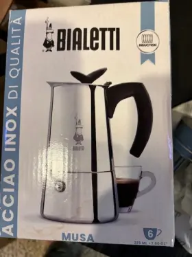 Bialetti 006363017435 Musa Coffee Espresso Maker 6 Cups Stainless Steel Induction And Stove New