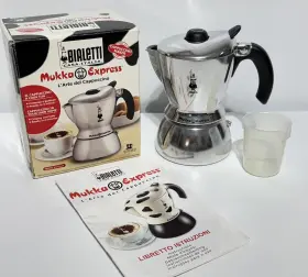 Bialetti 006363019187 Mukka Express 2 Cup Cappuccino Maker Stovetop Made In Italy