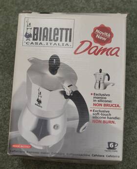 Bialetti 006363021531 Casa Italia Espresso Maker Dama 6 Cup Silicone Handle Italy New Nib