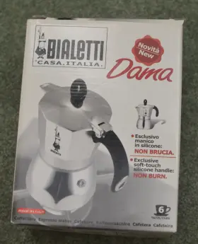 Bialetti 006363021531 Casa Italia Espresso Maker Dama 6 Cup Silicone Handle Italy New Nib