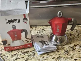 Bialetti 006363029247 Pre-owned Red Moka Induction Caffettiera Pot 2 Cups Espresso 100ml