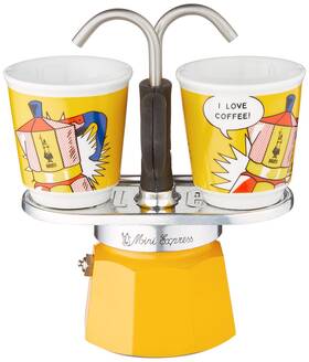 Bialetti 006363030441 - Mini Express Lichtenstein Moka Set Includes Coffee Maker 2-cup 2