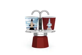 Bialetti 006363030458 Mini Express Magritte Moka Set Includes Coffee Maker 2-cup 2.8 Oz 2 Sh